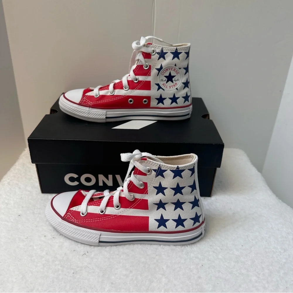 Converse Kids Red, White, and Blue High-Top Sneakers